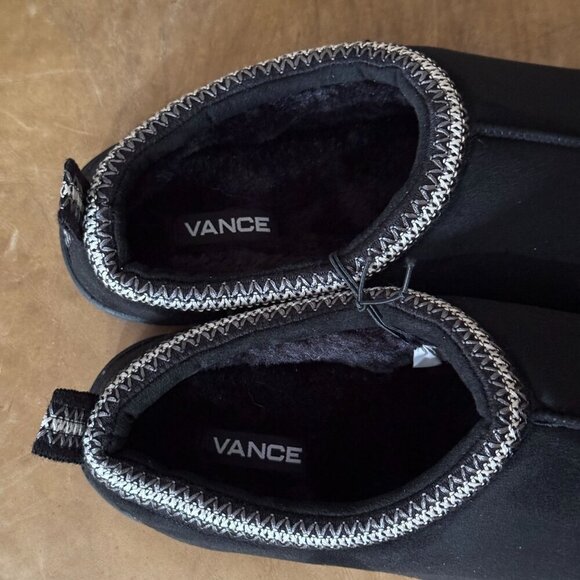 Vance XL Wheeler Black Suede Slip-On House Slippers Non-Slip Rubber Sole Stitch - Picture 8 of 10